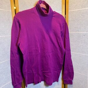 Duofold Mens Magenta Purple Mock Neck Turtleneck Shirt Long Sleeve Cotton Medium